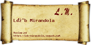 Löb Mirandola névjegykártya